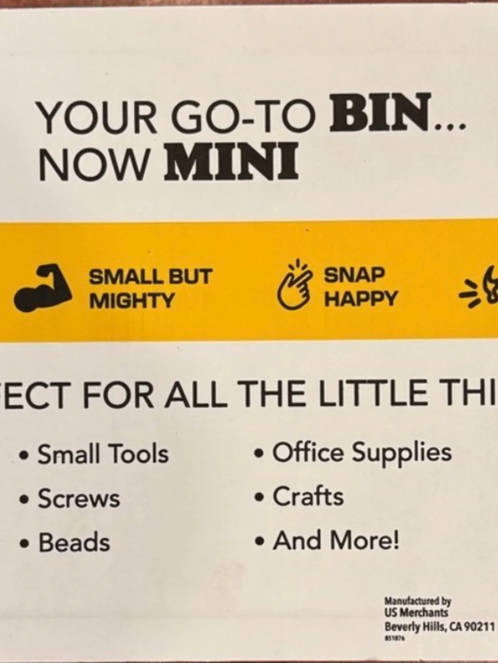Small Plastic Storage Bins 10-Pack - Black with Yellow Lids